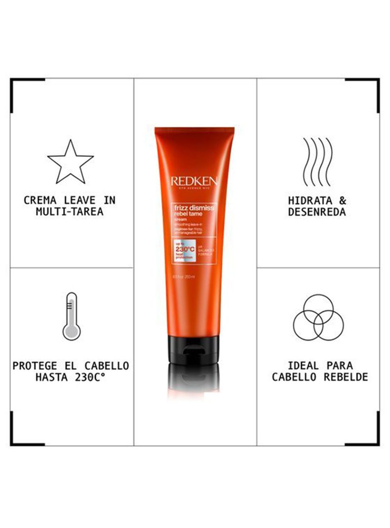 Protector térmico en crema Rebel Tame Frizz Dismiss Anti Frizz 250ml-2