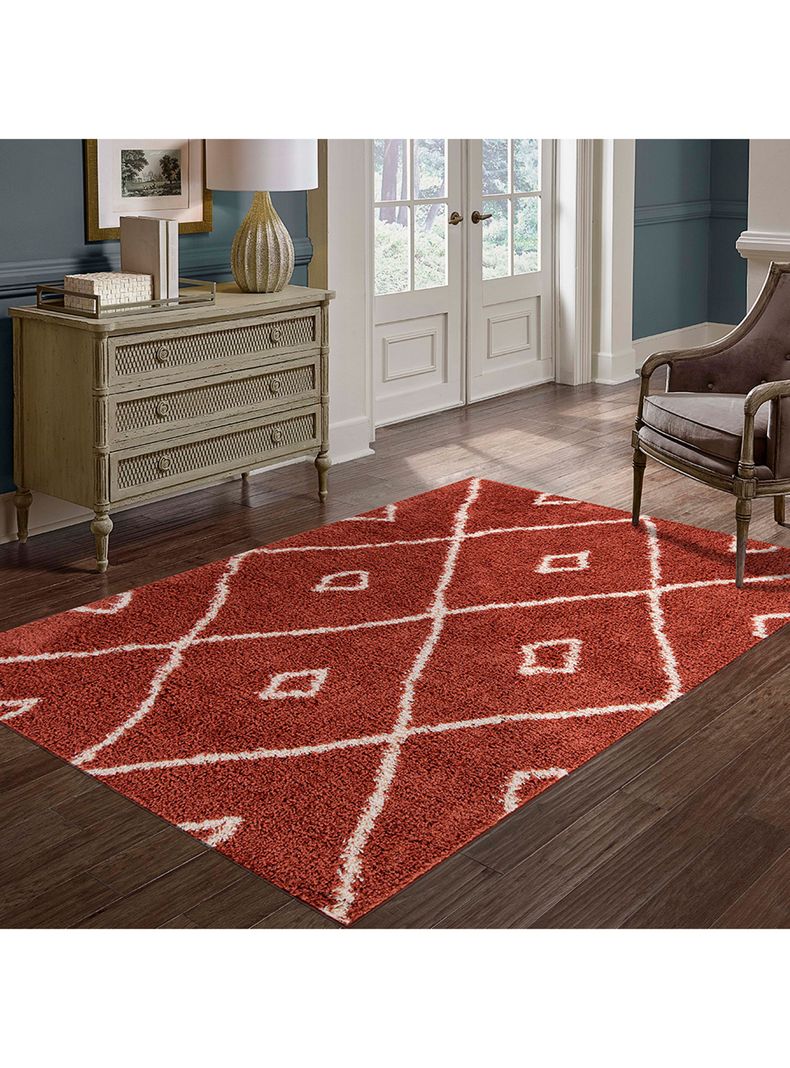 Alfombra Shaggy Guiza 150x200 cm Terracota-1