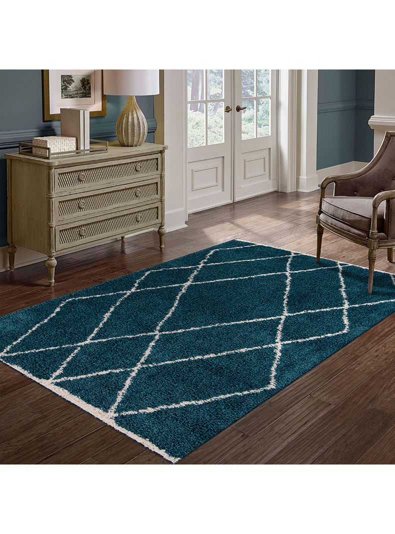 Alfombra Shaggy Guiza 170x230 cm Turquesa-1