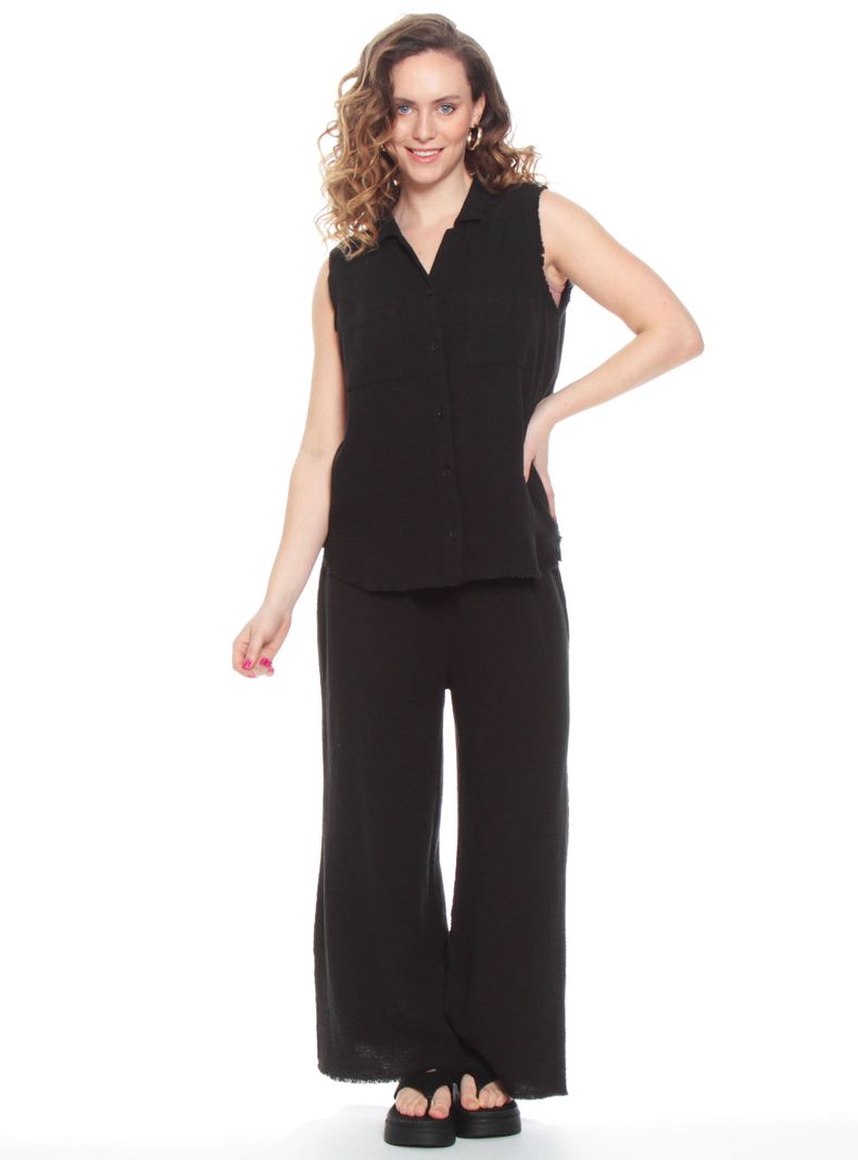 Blusa sin Manga Solid-3