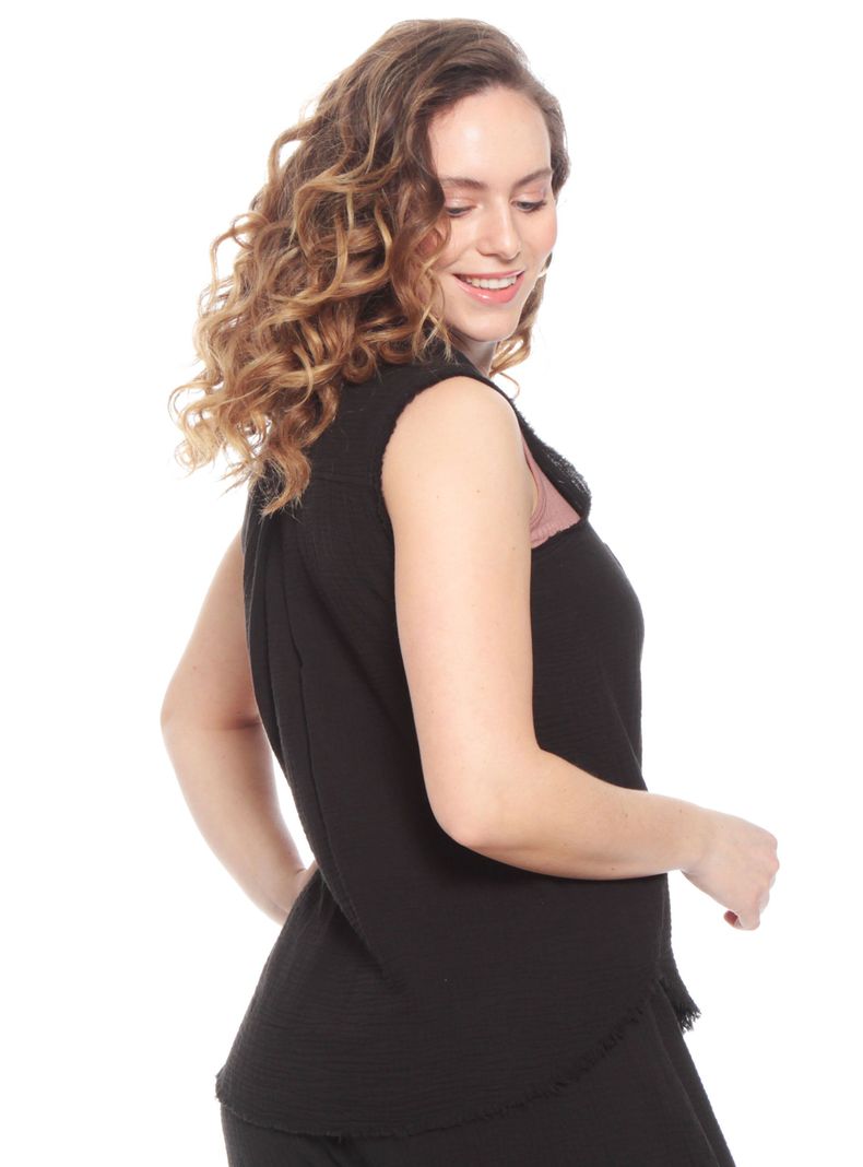 Blusa sin Manga Solid-1