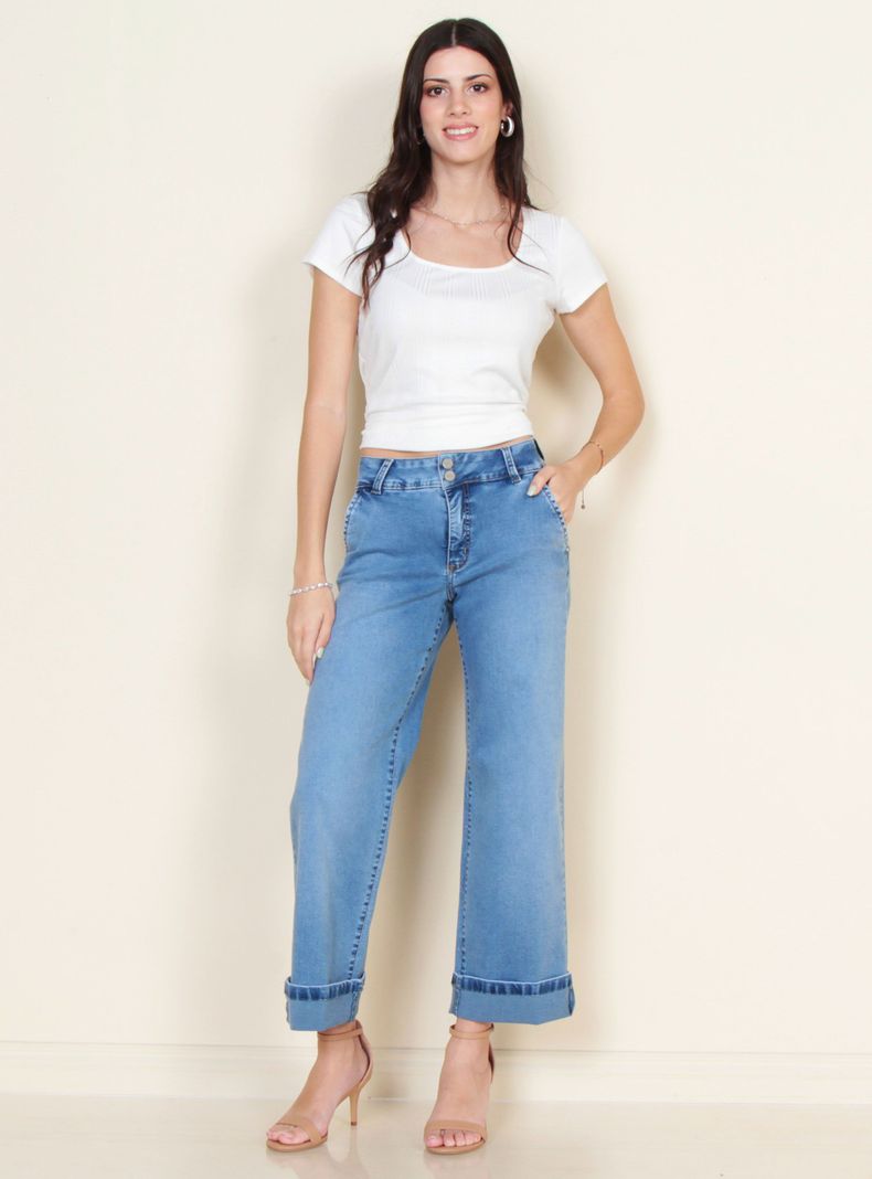Jeans Wide Leg Tiro Alto Bolsillo Argentino 2 Botones-3