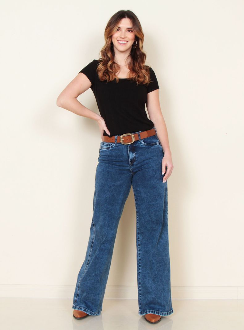 Jeans Wide Leg Tiro Alto Bolsillo Huaso Pretina-3