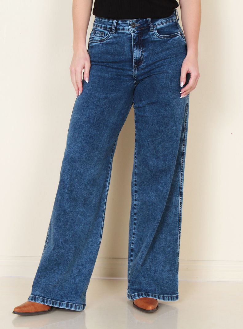 Jeans Wide Leg Tiro Alto Bolsillo Huaso Pretina-0