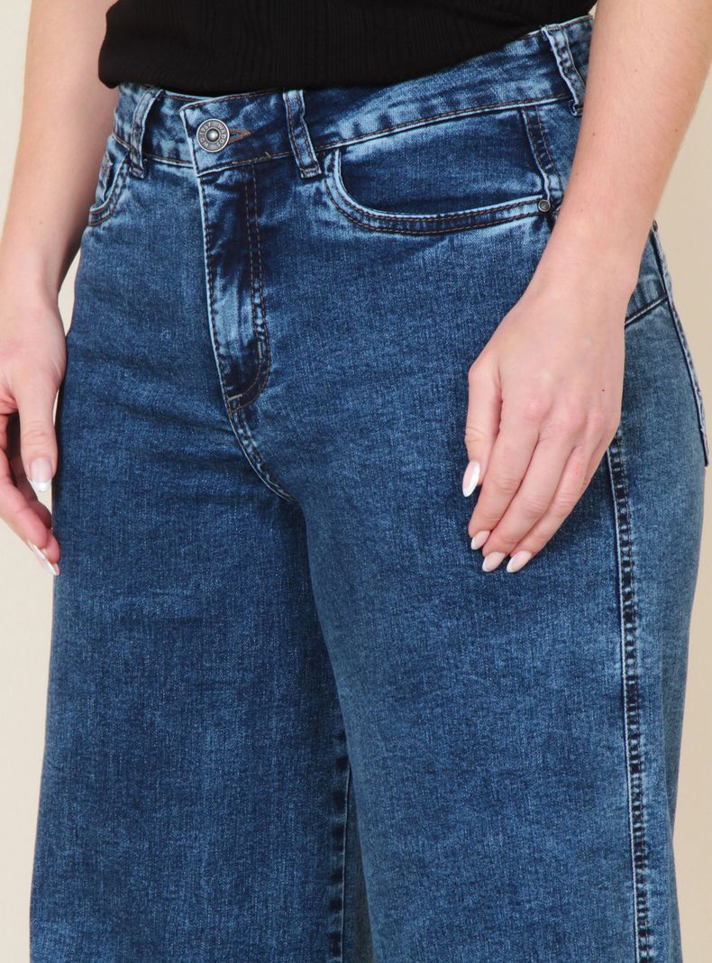 Jeans Wide Leg Tiro Alto Bolsillo Huaso Pretina-2