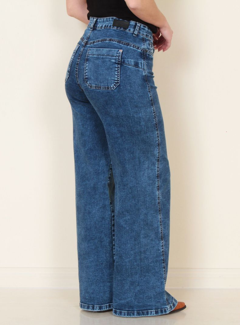 Jeans Wide Leg Tiro Alto Bolsillo Huaso Pretina-1