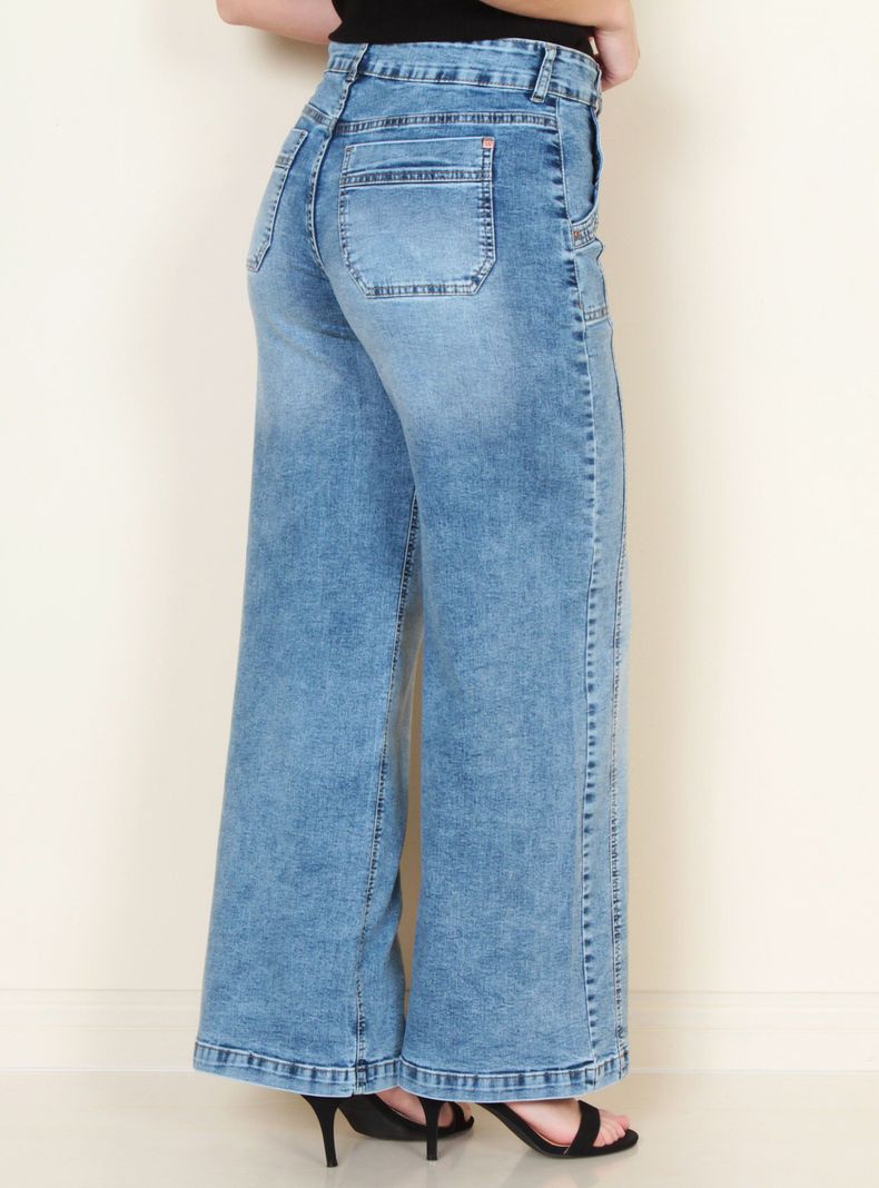 Jeans Cargo Wide Leg Tiro Alto Pretina Interna-1