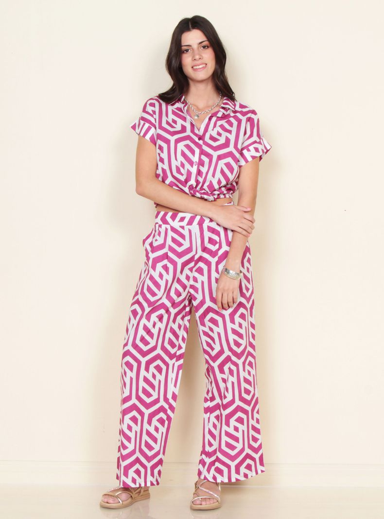 Pantalón Tiro Alto Estampado con Cintura-3