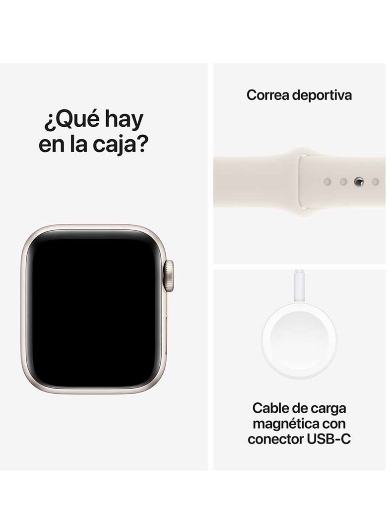 Apple Watch SE GPS Caja Aluminio 40mm Correa Deportiva Blanco Estelar Talla S/M-6