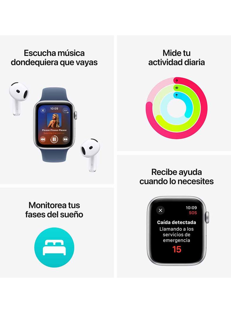 Apple Watch SE GPS Caja Aluminio 40mm Correa Deportiva Blanco Estelar Talla S/M-2