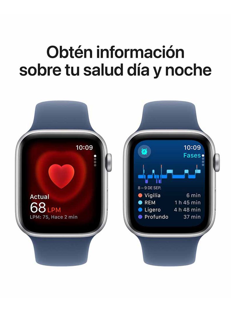 Apple Watch SE GPS Caja Aluminio Plata 44mm Correa Deportiva Azul Denim Talla M/L-4