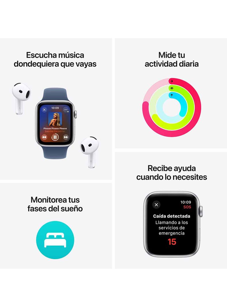 Apple Watch SE GPS Caja Aluminio Plata 44mm Correa Deportiva Azul Denim Talla M/L-2