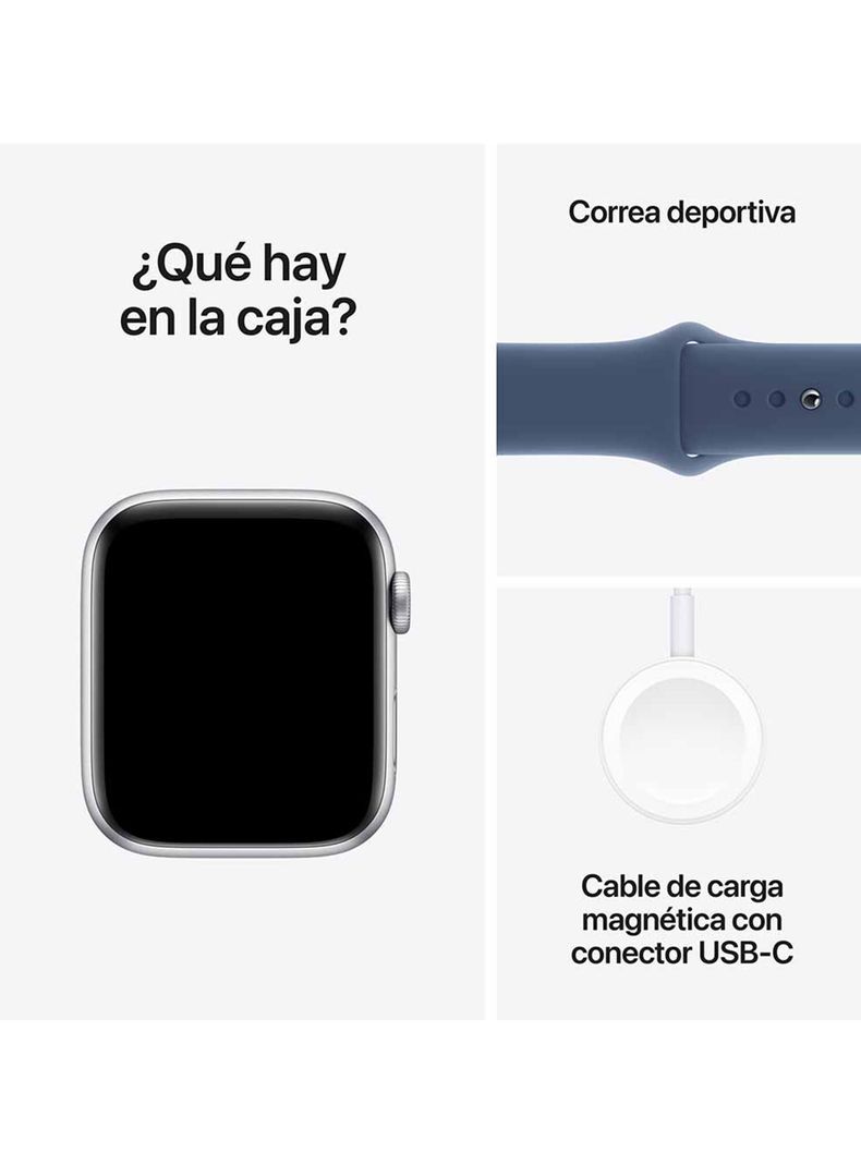 Apple Watch SE GPS Caja Aluminio Plata 44mm Correa Deportiva Azul Denim Talla M/L-6