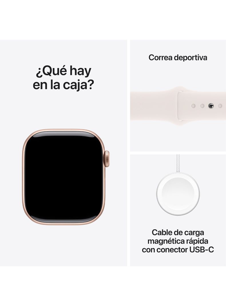 Apple Watch Series 10 GPS Caja Aluminio Oro Rosado 42mm Correa Deportiva Rosado Rubor Talla M/L-8
