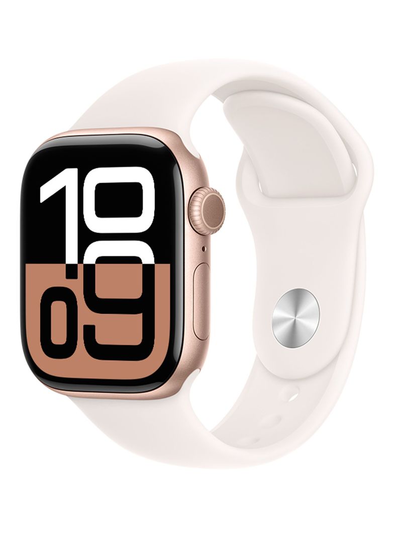Apple Watch Series 10 GPS Caja Aluminio Oro Rosado 42mm Correa Deportiva Rosado Rubor Talla M/L-0