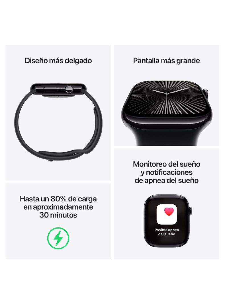 Apple Watch Series 10 GPS Caja Aluminio Oro Rosado 42mm Correa Deportiva Rosado Rubor Talla M/L-2