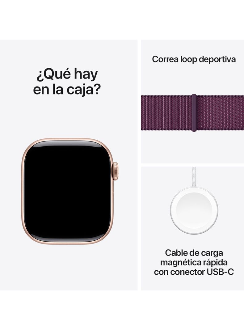Apple Watch Series 10 GPS Caja Aluminio Oro Rosado 42mm Correa Loop Deportiva Ciruela-8