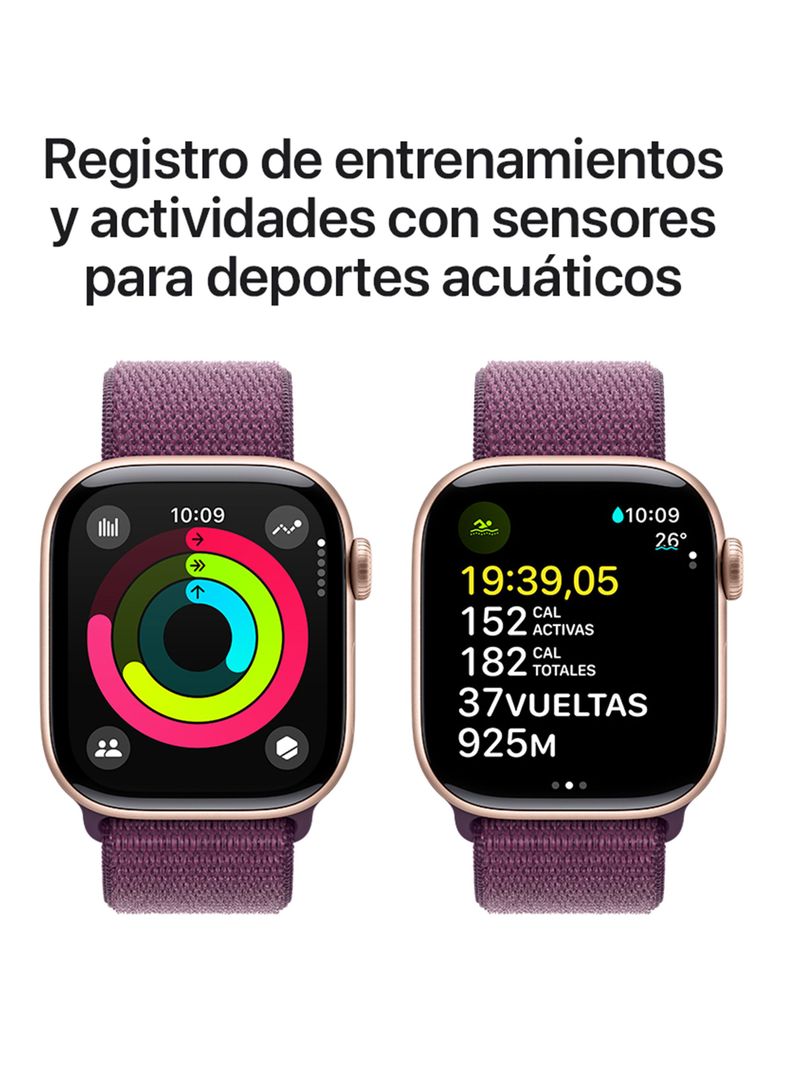 Apple Watch Series 10 GPS Caja Aluminio Oro Rosado 42mm Correa Loop Deportiva Ciruela-3