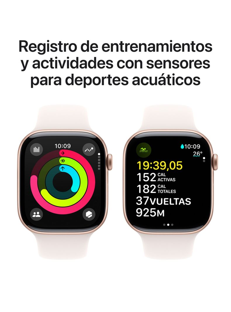 Apple Watch Series 10 GPS Caja Aluminio Oro Rosado 46mm Correa Deportiva Rosado Rubor Talla M/L-3