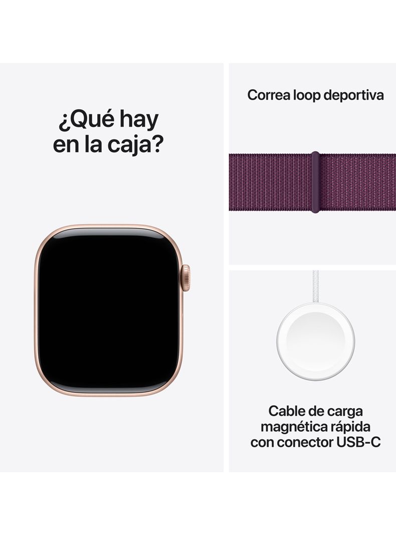 Apple Watch Series 10 GPS Caja Aluminio Oro Rosado 46mm Correa Loop Deportiva Ciruela-8