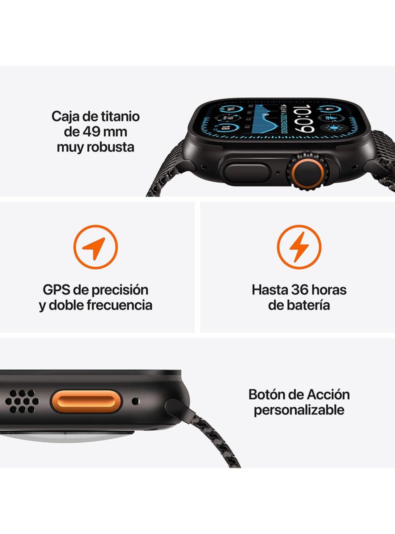 Apple Watch Ultra 2 GPS + Cellular Caja Titanio Natural 49mm Correa Loop Trail Azul Talla M/L-2
