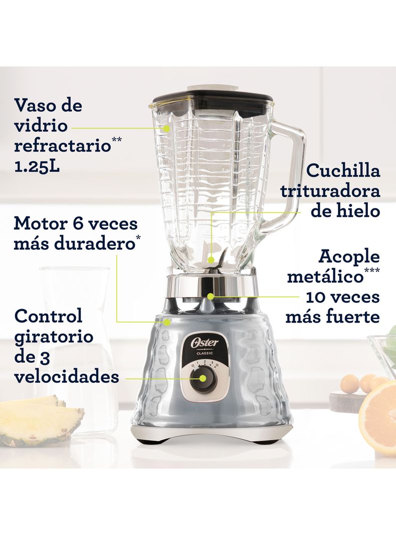Licuadora 3 Velocidades 700W Perilla Ergonómica Cromo-7