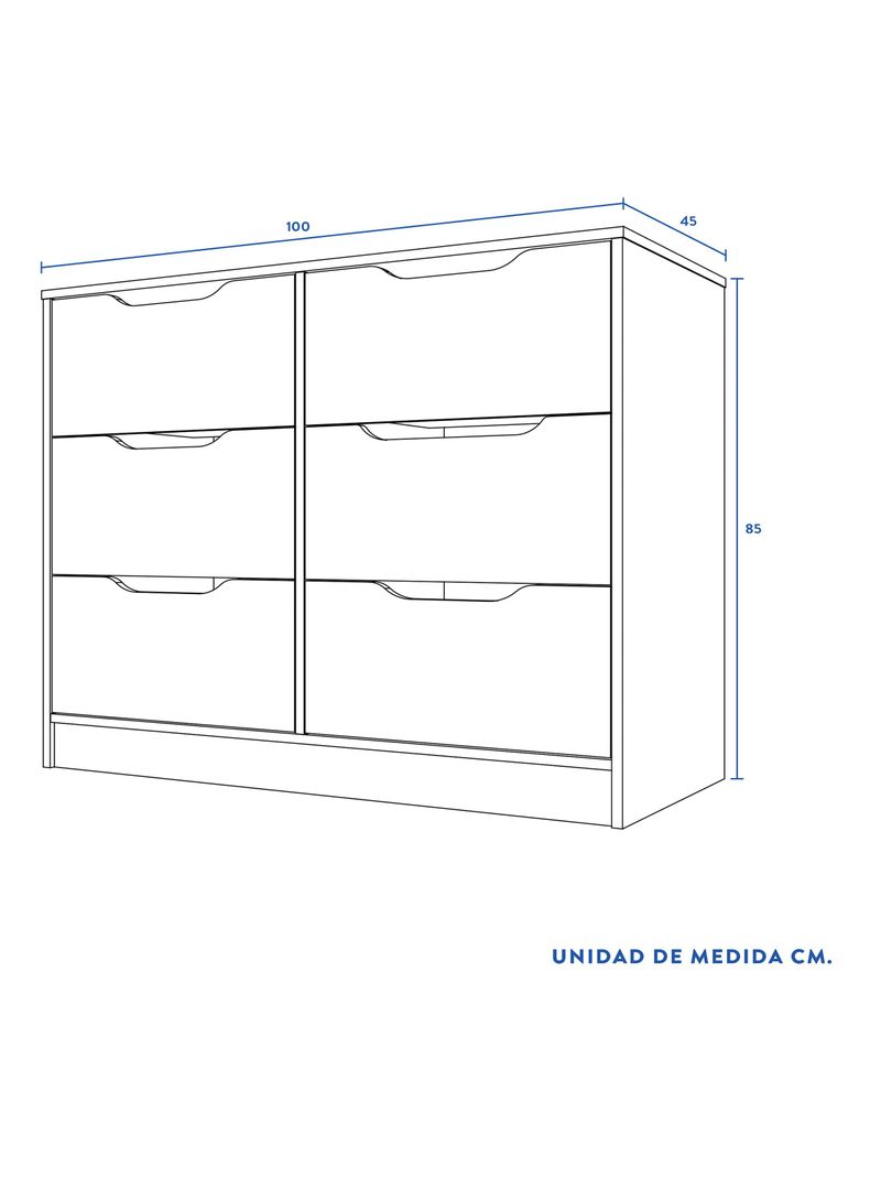 Cómoda 6 Cajones Nogal Melamina-1