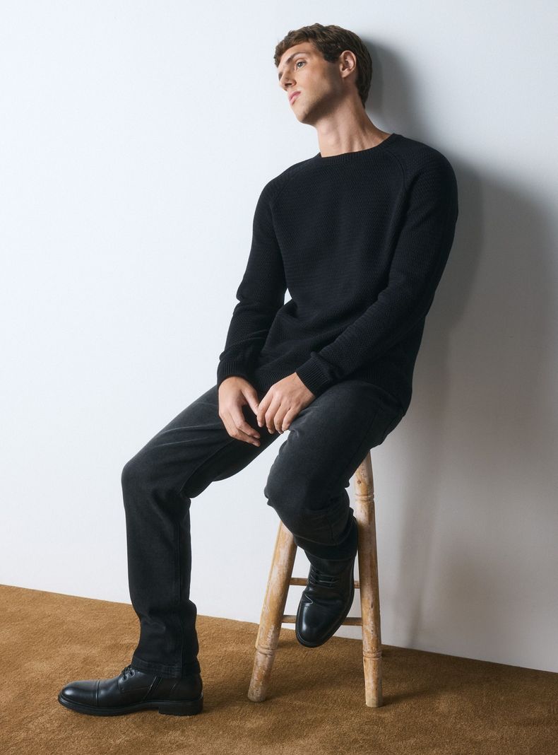 Sweater R-Neck Texturado Tejido-4