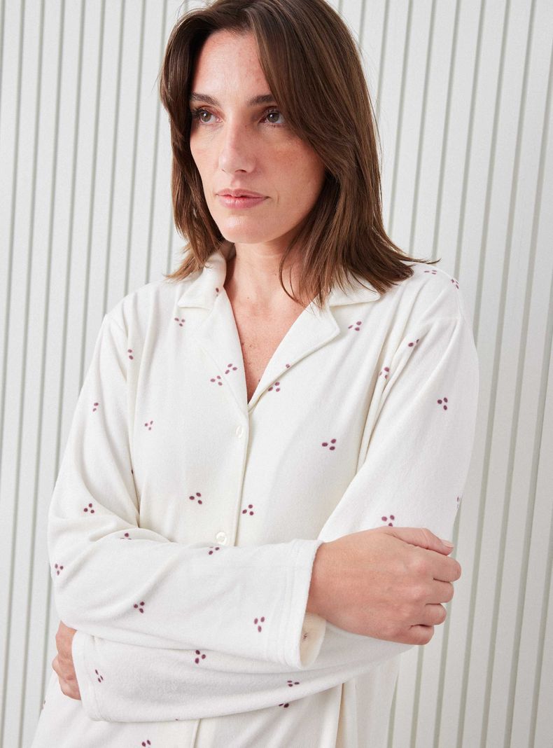 Camisa de Dormir Full Print Polar Hojas-2