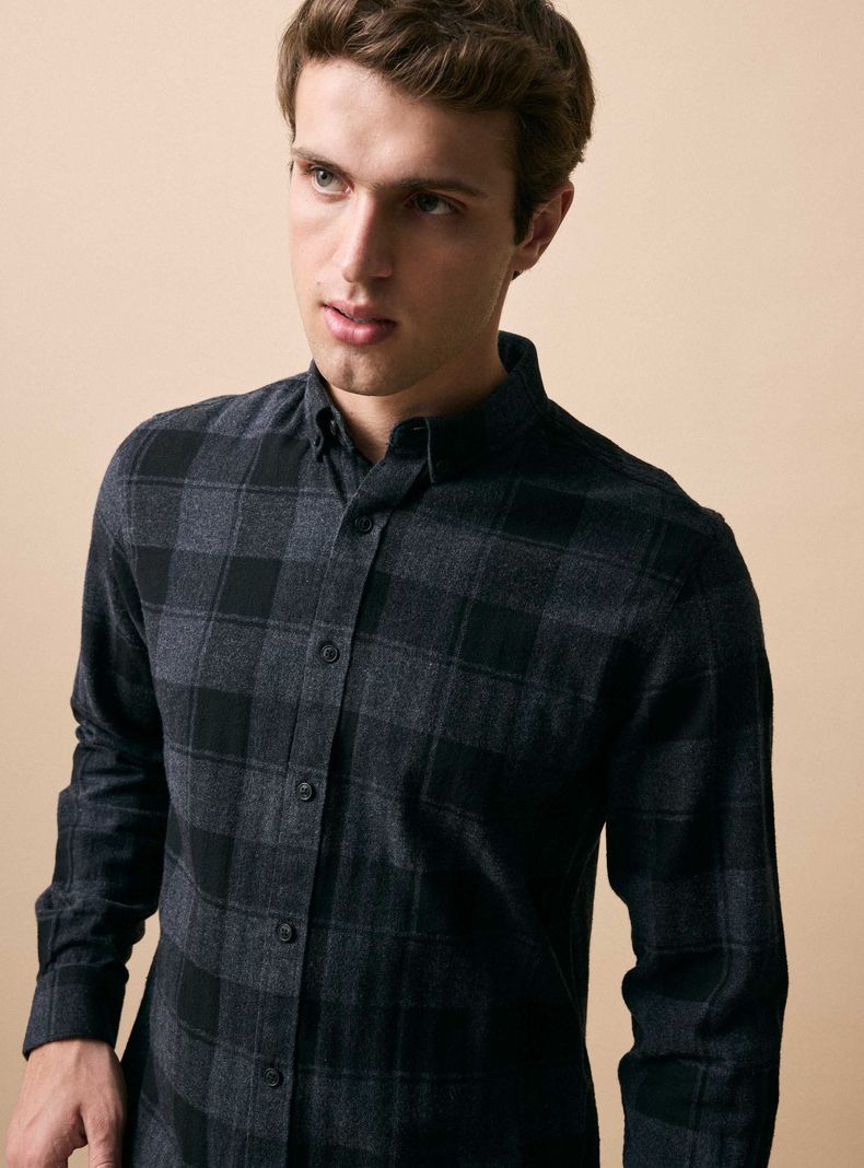 Camisa Cuadros Estampada Manga Larga-2