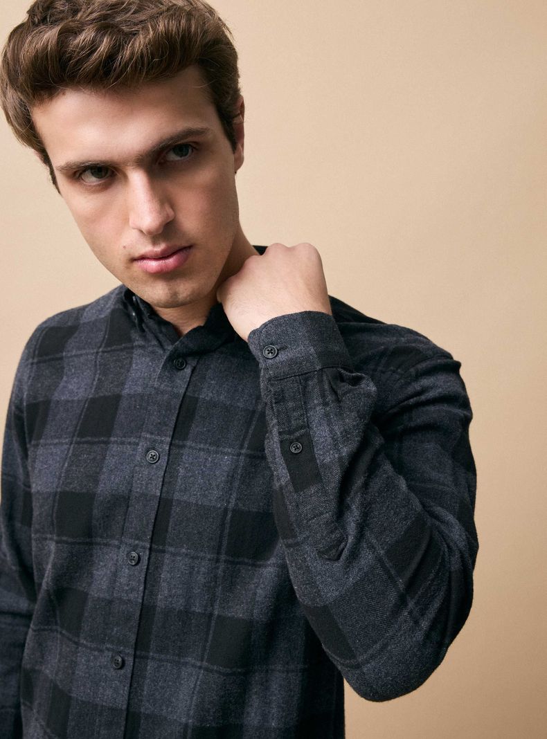 Camisa Cuadros Estampada Manga Larga-3