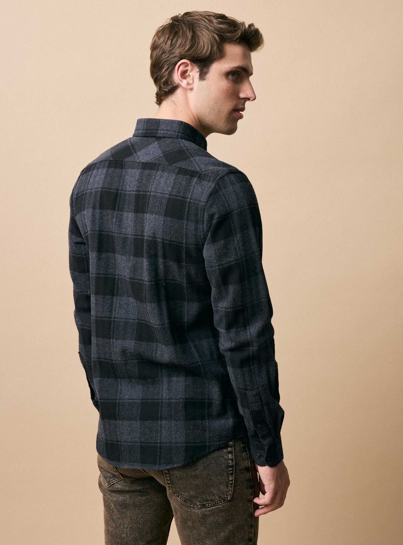 Camisa Cuadros Estampada Manga Larga-1
