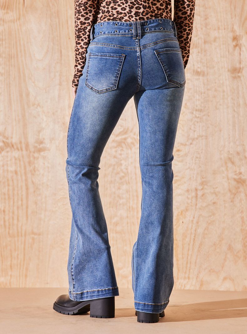 Jeans Cinturón con Hebilla Metálica-1