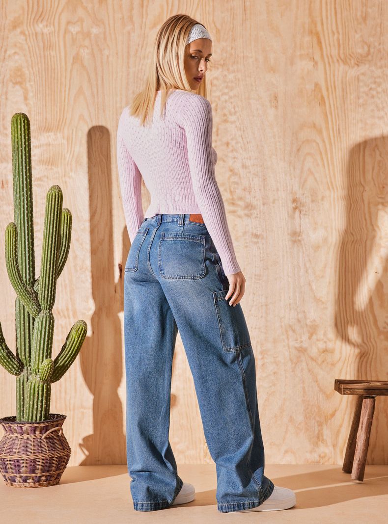 Jeans con Detallles de Cortes y Bolsillos Costado-5
