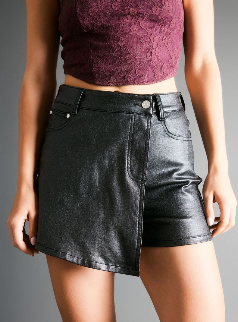 Falda Skort Look Cuero-2