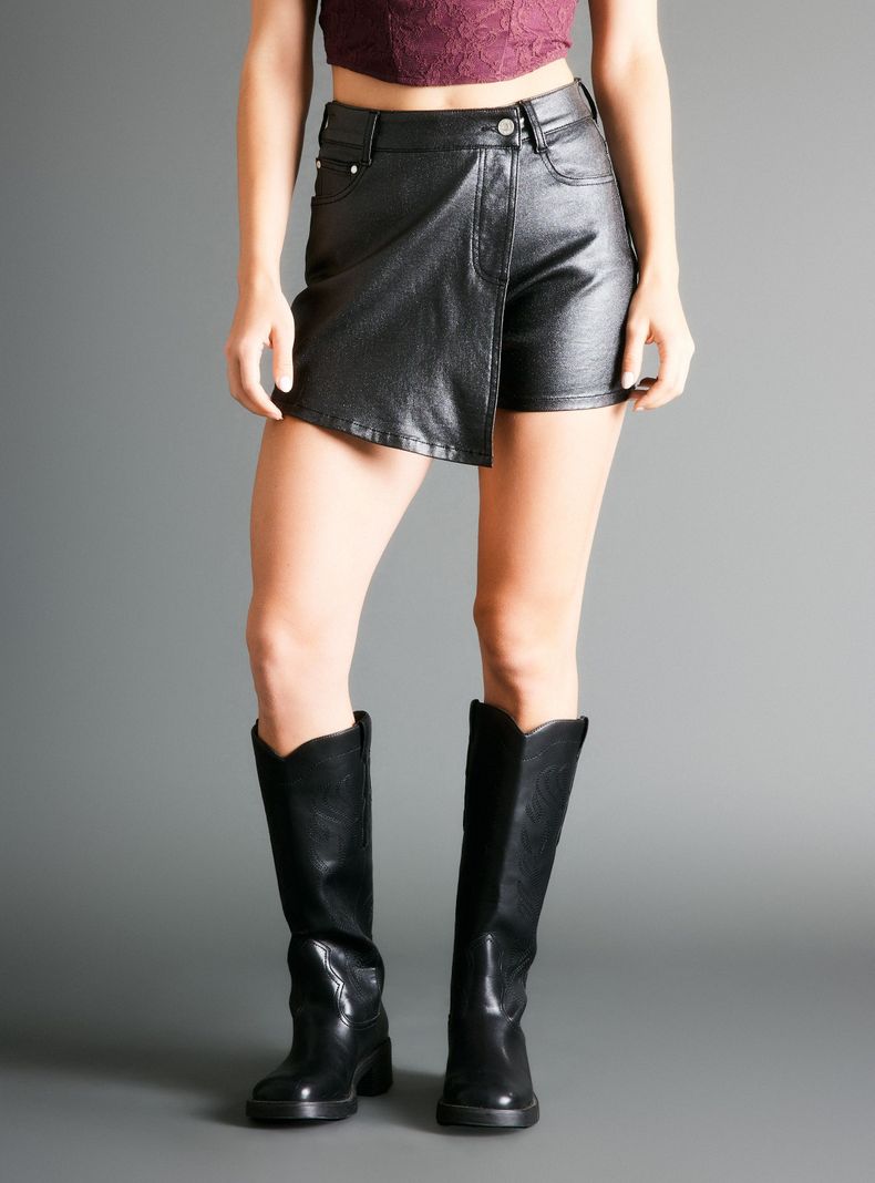 Falda Skort Look Cuero-0
