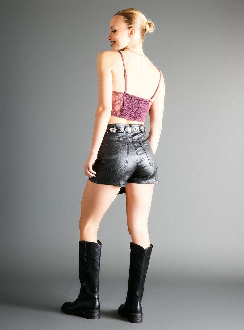 Falda Skort Look Cuero-5