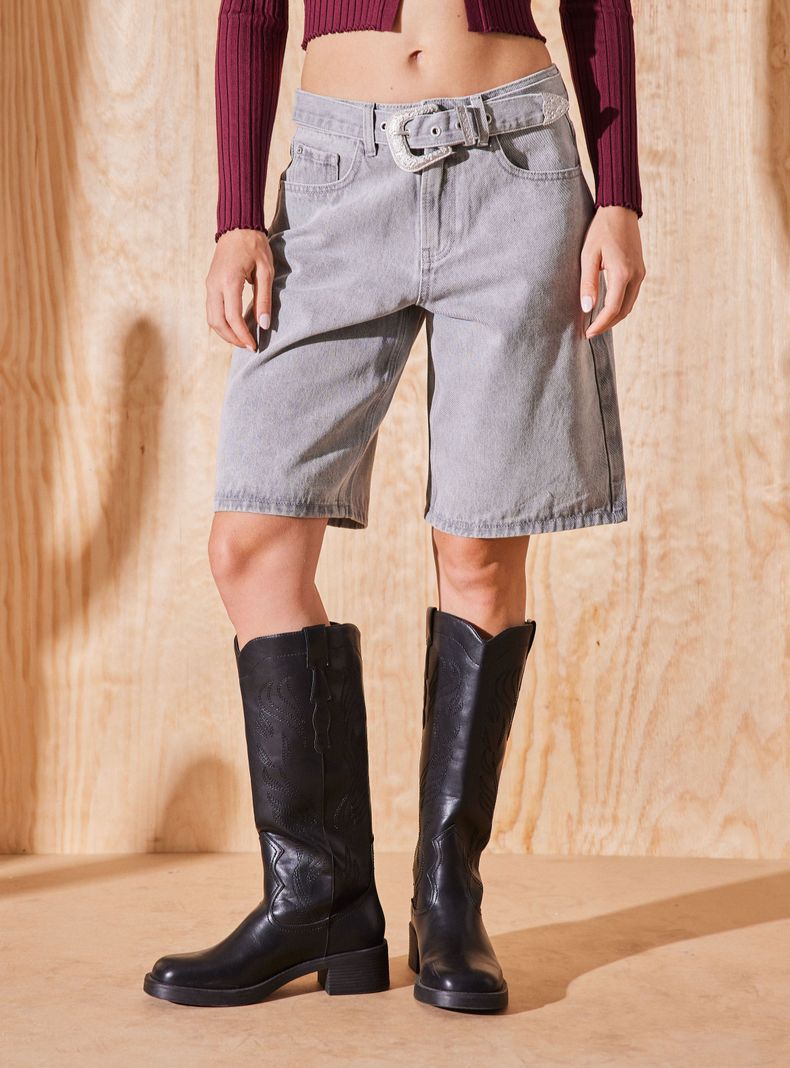 Short Bermuda con Cinturón Hebilla Boho-0