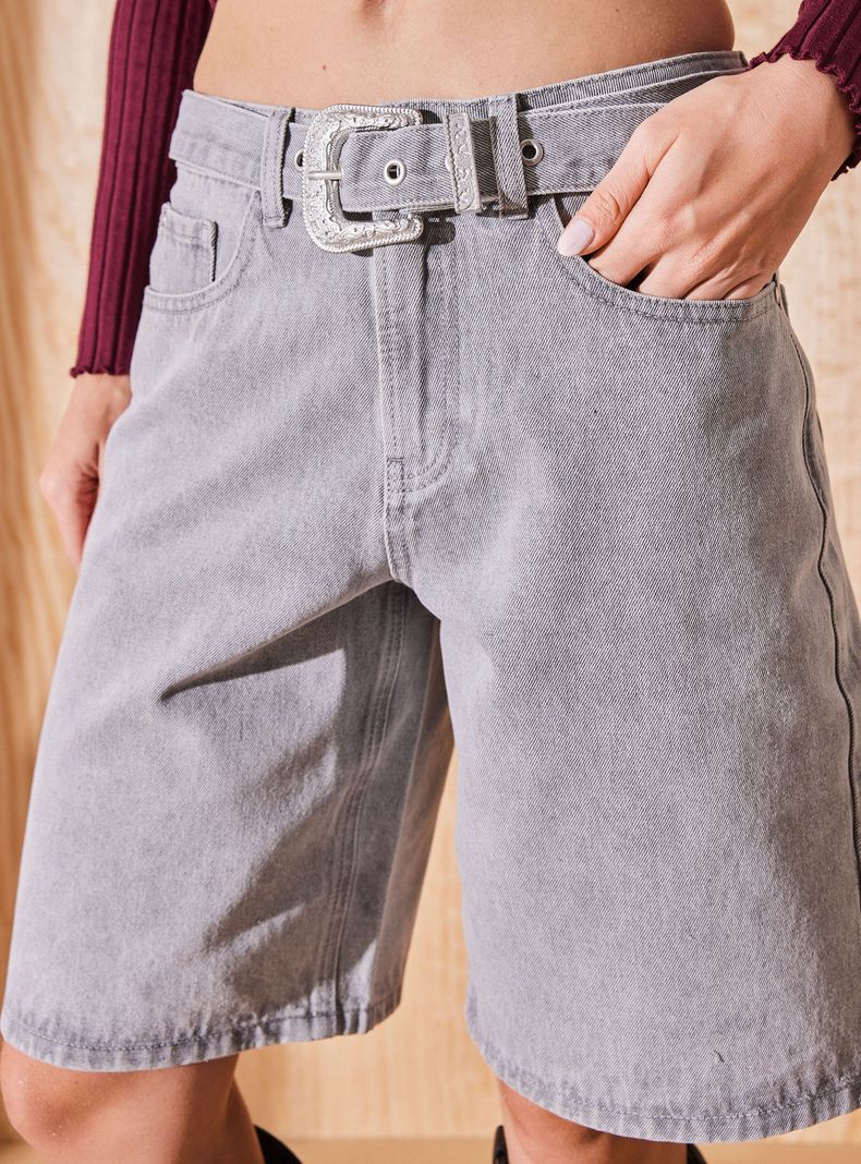 Short Bermuda con Cinturón Hebilla Boho-2