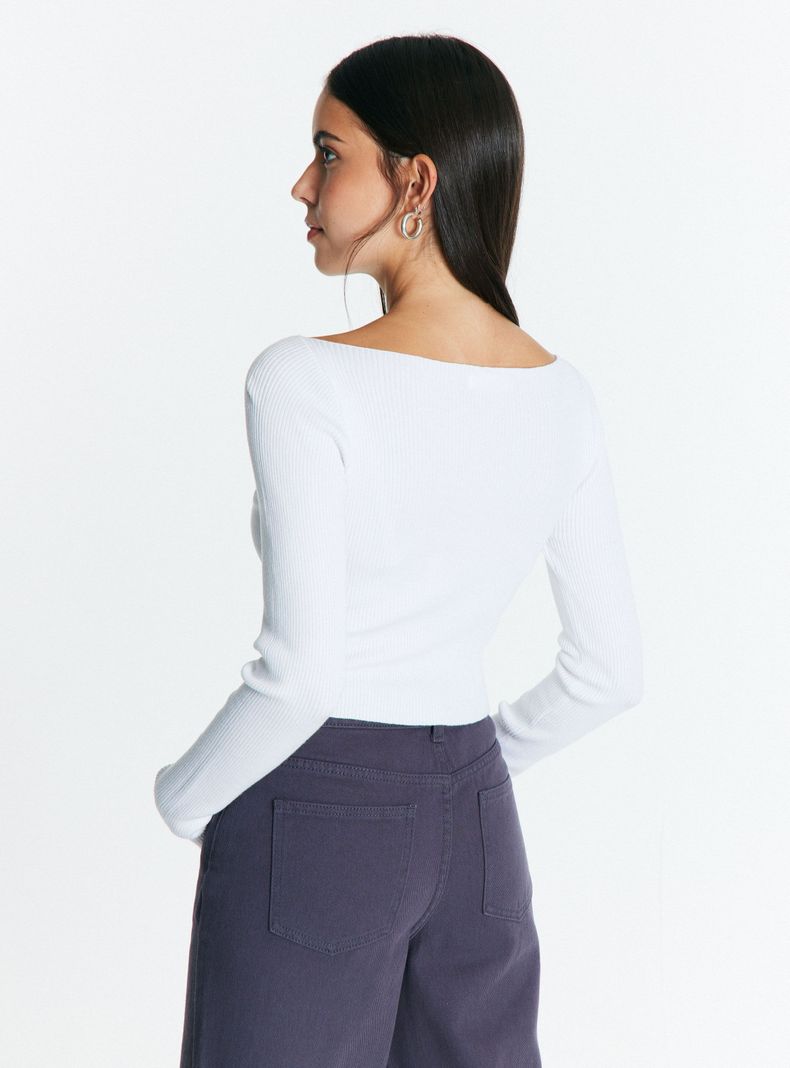 Sweater Crop Cuello Bardot-1