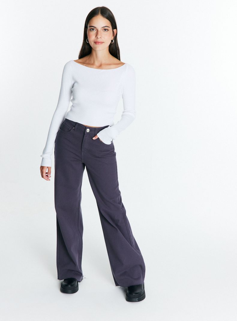Sweater Crop Cuello Bardot-4