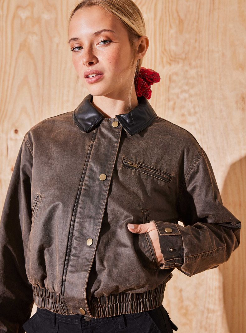 Chaqueta Crop Look Engomado-2