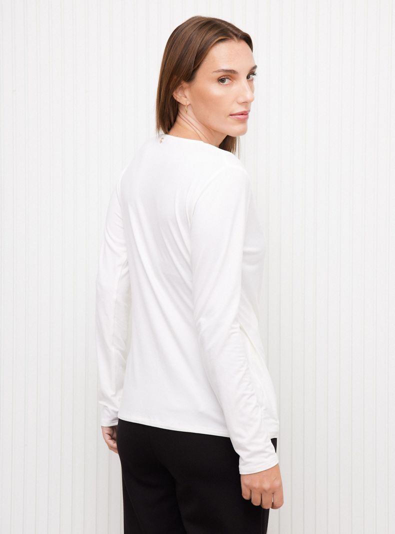 Polera Elasticada Cruzada Manga Larga-1