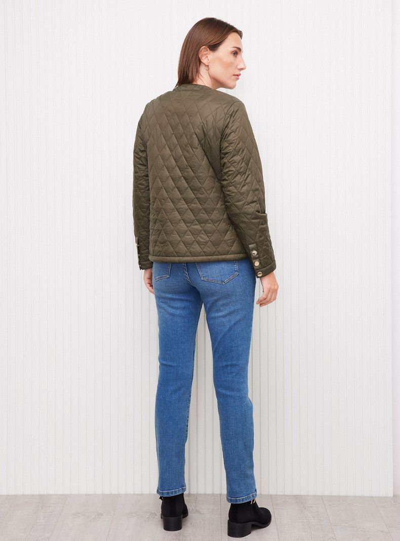 Parka Corta Quilt con Botón Metálico Bolsillos-5