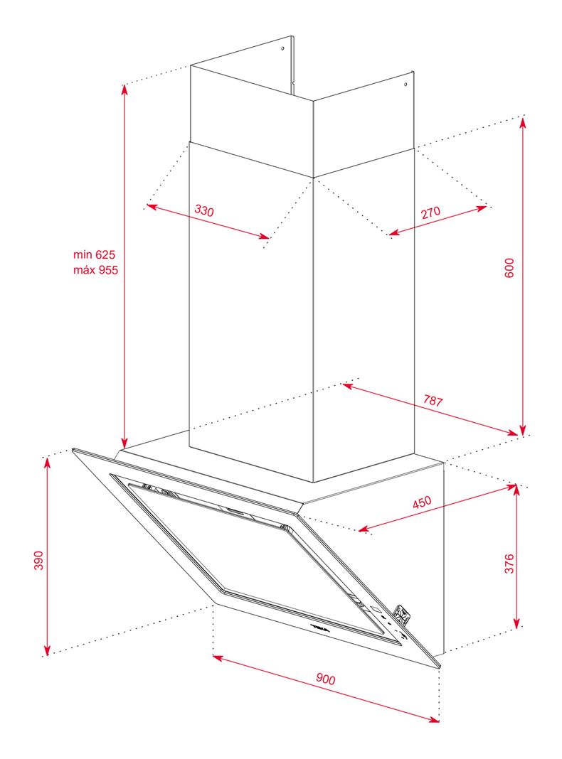 Campana Decorativa Vertical DLV 98660 TOS ST Cristal Gris-1