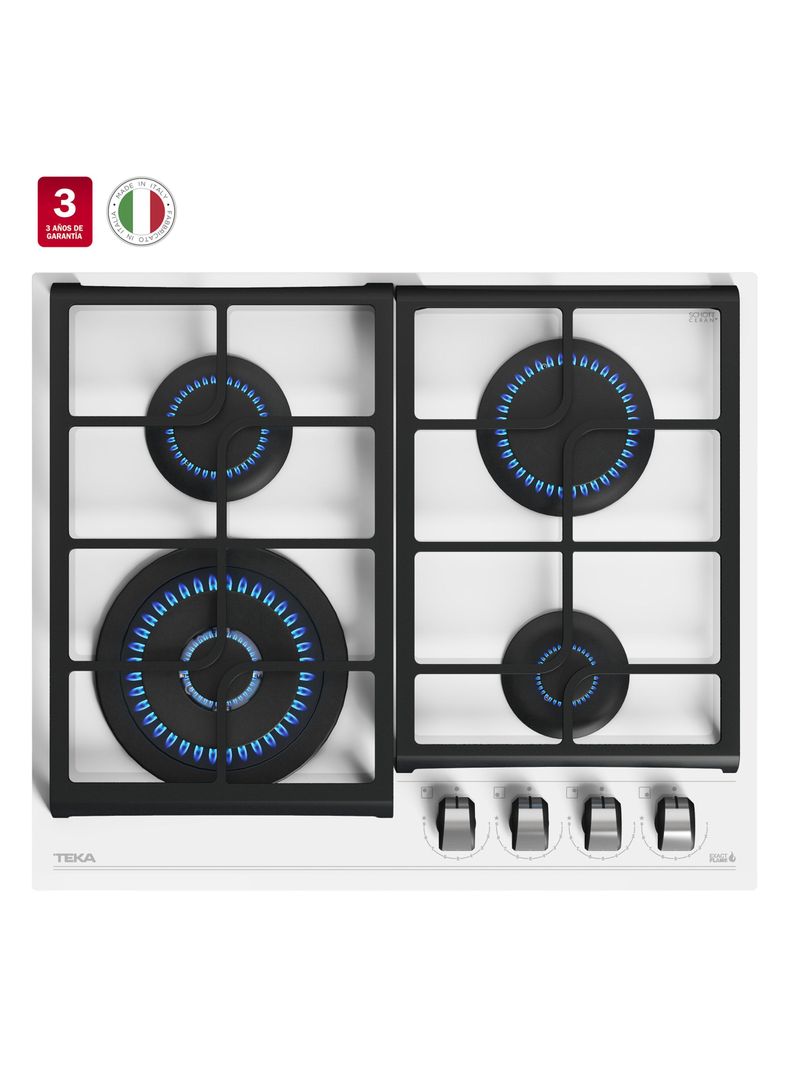 Cocina Cristal Gas GZC 64320 XBB WH Blanco-2