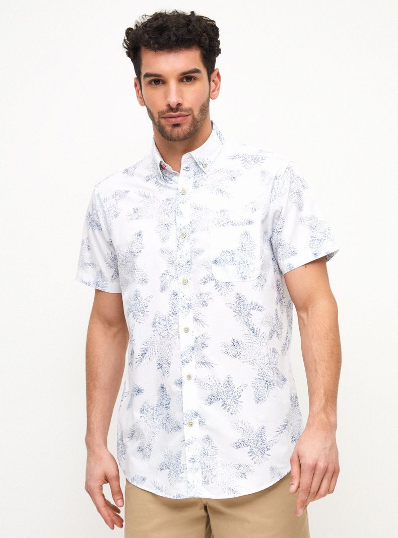 Camisa Mini Print Manga Corta Button