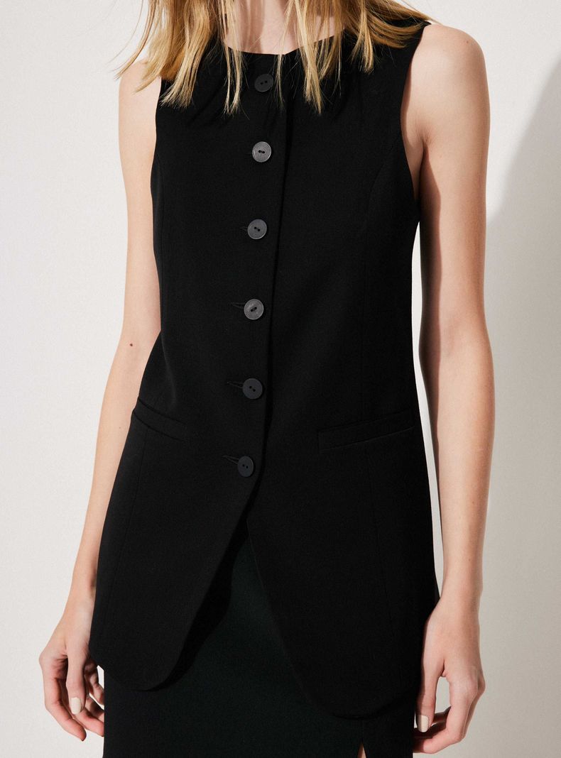 Blazer sin Mangas Tipo Vest Abotonado-3