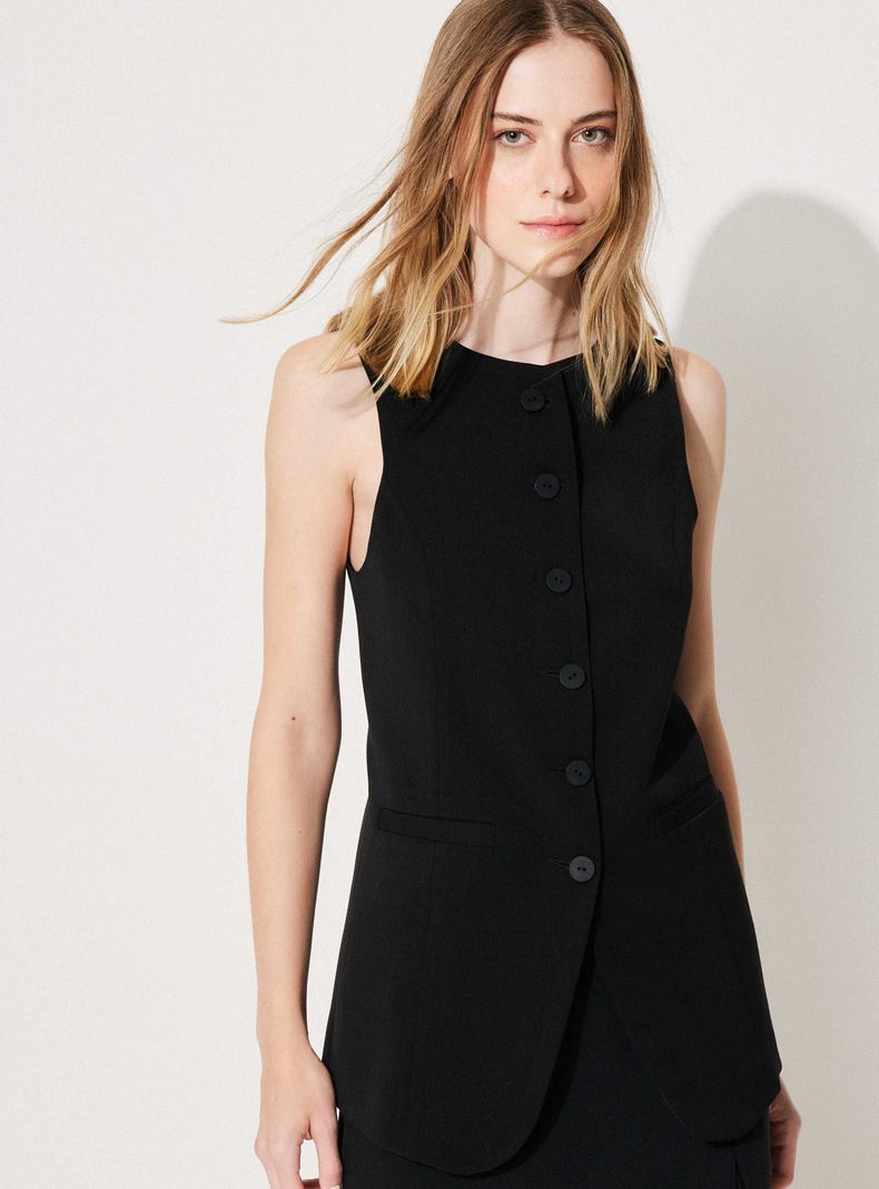 Blazer sin Mangas Tipo Vest Abotonado-2