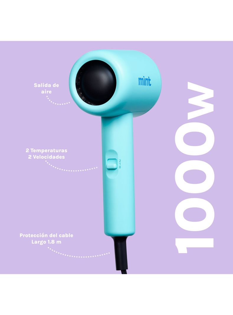 Secador de Pelo Portátil Essencial ionic Turquesa-5